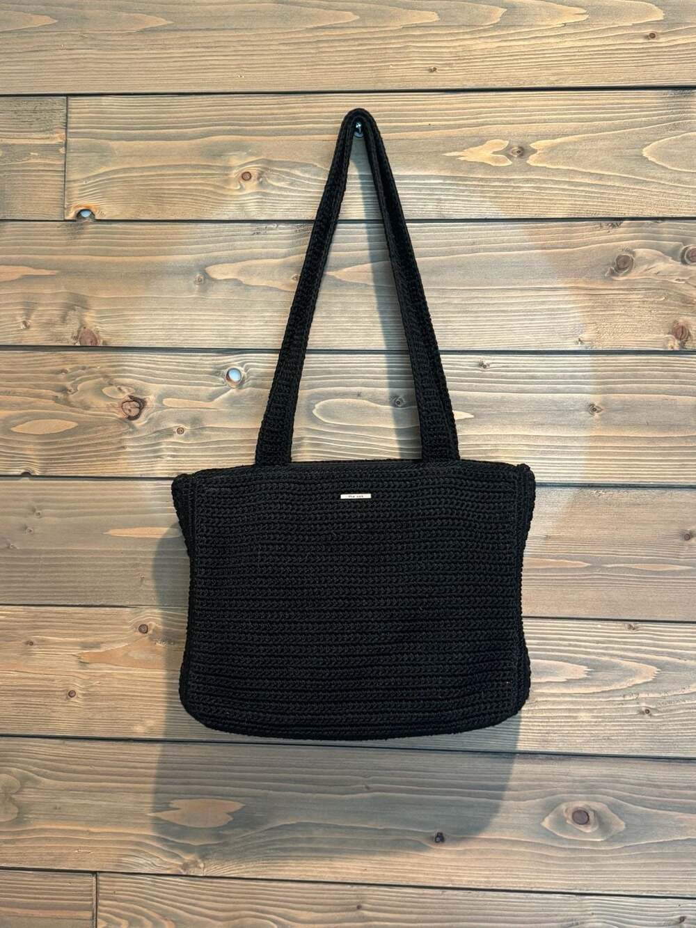 The Sak Black Crochet Shoulder Bag Tote